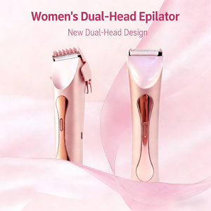 Водонепроницаемый двухголовочный вращающийся дисковый эпилятор на батарейках для удаления волос на интимных зонах, подмышках и в паховой области у женщин - Product Image 3