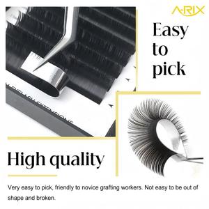 ขนตาปลอม A-RIX รุ่นพรีเมียม แบบแบน รูปทรงวงรี งอน L ปลายแยก สีเทาดำด้าน นุ่มพิเศษ ขนแคชเมียร์ สำหรับต่อขนตาแบบเส้นต่อเส้น ขายส่ง - Product Image 2
