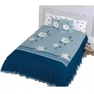 July King <b>Quilt</b> Set King Size Floral Pattern 4 Pieces Cotton Polyester Home Bedding Classic Style - Product Image 1