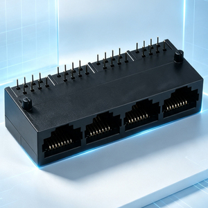 Conector Modular RJ45 8P8C 1x4 <span class=keywords><strong>RunTao</strong></span> Negro, Totalmente de Plástico, Blindado, para Montaje en Panel, Adaptador de Red para Cable Ethernet CAT6 - Product Image 1