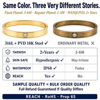 Bracelet élégant en acier inoxydable plaqué or, étanche, minimaliste, avec zirconias, pour femmes, bijoux en gros