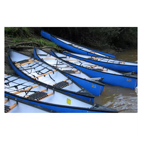 Canoë Kayak en LLDPE Rotomoulé Équipement de Jeux Aquatiques Sports Nautiques 486cm Canoë Canadien en Plastique avec 2 Sièges en Bois