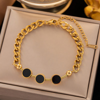 Pulsera de Cadena con Dijes de Perlas, Conchas, Tréboles, Mariposas y Corazones, Chapada en Oro de 18k, de Acero Inoxidable, Delicada y Popular para Mujer