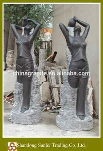 Decoración <span class=keywords><strong>de</strong></span> fábrica paisajismo diseño <span class=keywords><strong>cascada</strong></span> figura estatua escultura mármol negro mujer desnuda fuente - Product Image 4