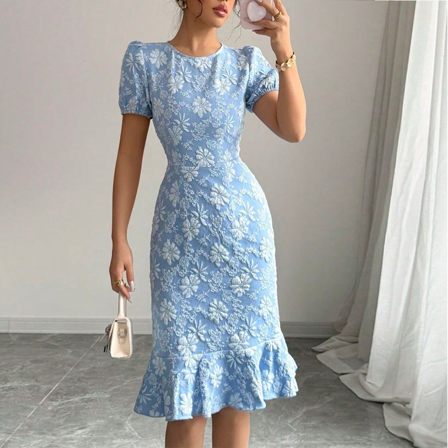 knee length elegant formal dresses Wedtrend Women Elegant Graduation Dress A-Line Off the Shoulder Puff  Sleeves Knee Length Little White Dress – WEDTREND