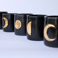 Tasse à café à thé mouchetée mate nordique sans poignée nouveauté en céramique tasses de lune mignonnes décor doré