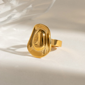 Anillo Geométrico Dorado para Mujer, Joyería de Fiesta, Acero Inoxidable 18K, Pieza de Moda, Marca Yueli - Product Image 2