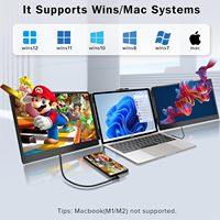 Moniteurs LCD 14 pouces en gros, extension d'écran double pour moniteur portable triple de 11,6 à 17,3 pouces