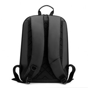 Sac à dos d'ordinateur quotidien noir durable personnalisé en polyester et nylon, respectueux de l'environnement, fabriqué en usine BSCI, sac à dos décontracté pour le sport - Product Image 3