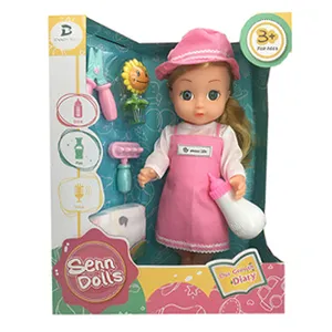 2021高品质35.5厘米假装玩园丁娃娃套装玩具14英寸女婴与迷你园艺工具和声音