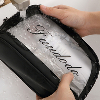 Sac de rangement pour cosmétiques en TPU, organiseur pratique, personnalisé, de toilette, transparent, dépoli, pour artiste du maquillage, à la mode