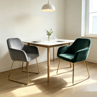 Fauteuil d'appoint de luxe en velours doré avec structure métallique, chaise de salle à manger pour hôtel, chaises rembourrées pour salon - Vente en gros