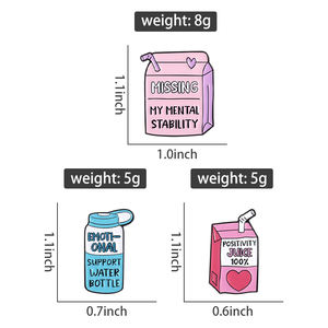 Emotionele Ondersteuning Fles Emaille Pin Grappige Melkdoos Broche Revers Badge Geestelijke Gezondheid Sieraden Cadeau Voor Vrienden - Product Image 6
