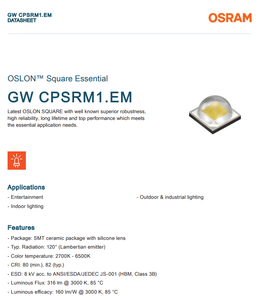 Osrams OSLON Square ชิพ LED 2w CPSRM1.EM สีขาว2W 3535 SMD - Product Image 2