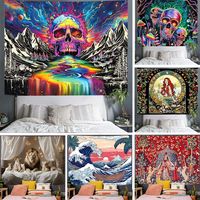 Tapisserie murale en polyester à motifs variés, résistante à la décoloration, légère, facile à accrocher, art mural, OEM ODM, lavage à la main