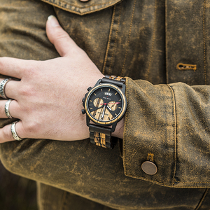 Montre Homme <span class=keywords><strong>DODO</strong></span> DEER en Acier Inoxydable et Bois de Zèbre, Style Antique et Tendance, avec Cadran en Verre - Product Image 3