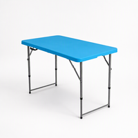 Table pliante rectangulaire en plastique pour le camping en plein air, table pliante réglable en hauteur
