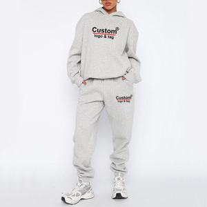 Sudadera con Capucha Extra Grande para Mujer con Logotipo Personalizado, Conjunto Deportivo de 2 Piezas con Pantalones y Estampado Puff, Tejido de Felpa Cálido de Algodón y Poliéster - Product Image 2