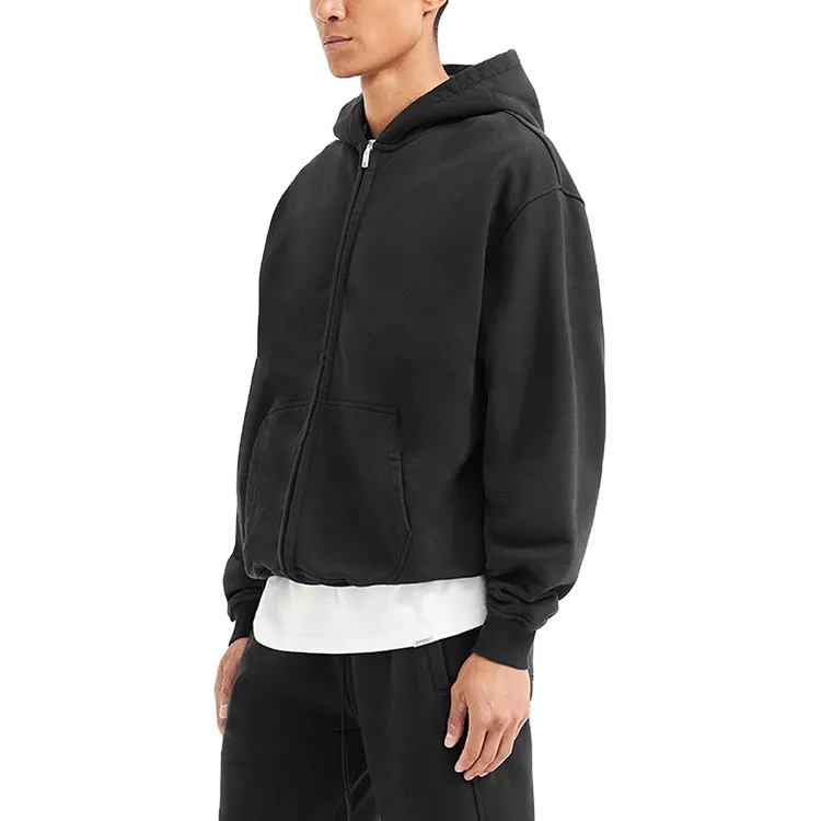 Custom Logo Men Double Zipper Oversize Heavy Weight Hoodie