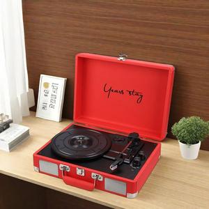 Tourne-disque portable vintage en forme de valise, lecteur de vinyle sans fil Bluetooth, mini phonographe de bureau avec options de prises universelles - Product Image 4