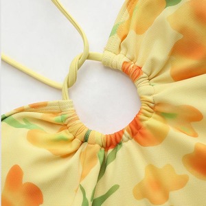 JingYu designs stylish beach print halter neck one-piece swimsuit custom recycled nylon one piece swimwear - Product Image 5