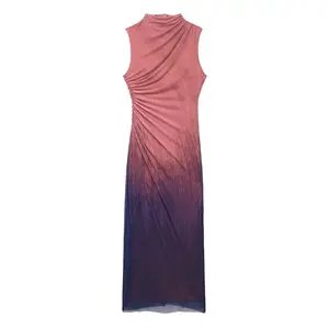 Q528 New 2024 Spring solid Slim Waist Midi Dress Wholesale Women Clothing 1