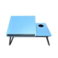 Bureau d'ordinateur portable pliable et convertible, table de lit portable avec porte-gobelet, plateau inclinable en MDF, base en acier, écologique et durable
