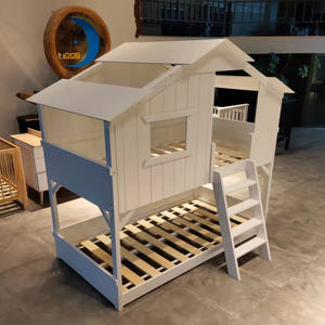 Divertida Cama Infantil de Madera en Forma de Casa de Árbol, Hecha a Mano, con Tobogán y Estante, Cama Montessori Tipo Casa, Individual - Product Image 4