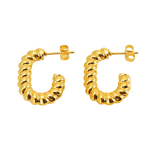 Zogxin Hoop Earrings Gold Plated Twisted Design Stainless Steel For Women Fashion Jewelry - Product Image 5