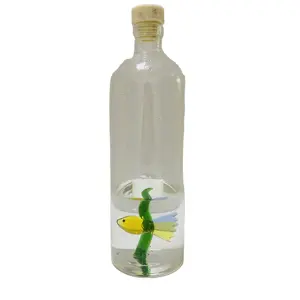 Wholesale Clear Heat-resistant Borosilicate Glass 3D Seaweed And Goldfish Water Bottle with Silicone Stopper