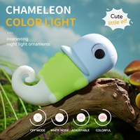 Lampe de chevet portable pour enfants Myratts, en silicone souple, en forme de caméléon, avec minuterie et variateur d'intensité (bleu caméléon)