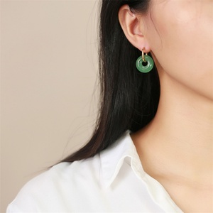 Pendientes de Aro Circulares de Acero Inoxidable Antideslustre en Tres Colores para Mujer, Pendientes de Piedras Preciosas, Joyería de Moda - Product Image 4