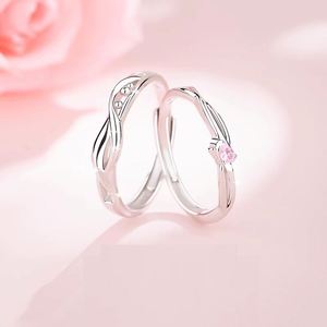 Anillos De Pareja 2pcs/<b>set</b> Tulip Flower Zircon Adjustable Couple <b>Rings</b> Wedding <b>Ring</b> Couple Engagement <b>Ring</b> for Women <b>Men</b> Jewelry - Product Image 6