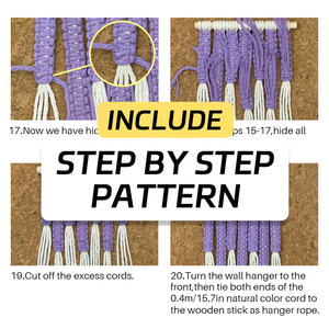 <span class=keywords><strong>Kit</strong></span> de <span class=keywords><strong>macramé</strong></span> DIY coloré tout-en-un <span class=keywords><strong>pour</strong></span> débutants, ornements muraux en <span class=keywords><strong>macramé</strong></span> avec instructions, tapisserie en <span class=keywords><strong>macramé</strong></span>, cadeau - Product Image 3