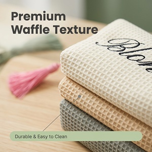 10 Inch Cotton Waffle Cosmetic <b>Bag</b> Zipper <b>Large</b> Capacity Water Resistant <b>Makeup</b> <b>Bag</b> Portable for <b>Bag</b> Embroidery Logo - Product Image 6