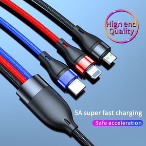 Câble Chargeur de Téléphone Portable <span class=keywords><strong>USB</strong></span> 3-en-1 5A, Charge Rapide en Nylon pour iPhone, AirPod, Samsung, <span class=keywords><strong>Huawei</strong></span> - Product Image 3