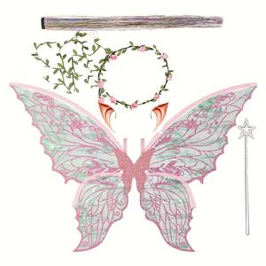 Haute qualité 4 pièces Halloween filles <span class=keywords><strong>ange</strong></span> aile papillon fée robe Costume enfants <span class=keywords><strong>elfe</strong></span> Cosplay ensemble bandeau magique fête décorations - Product Image 4