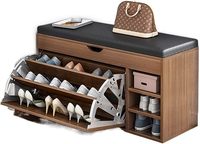 Meuble de rangement à chaussures en bois au design moderne, organisateur de chaussures en bois avec panneau, banc à chaussures pour entrée