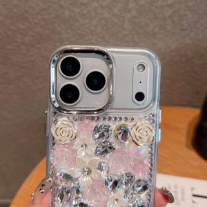 Luxury bling 3D crystal diamond rose flower mobile phone <b>case</b> for <b>iPhone</b> <b>11</b> 12 13 14 15 16 17 pro max scratch protect cover - Product Image 3