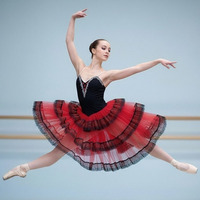 Ballet professionnel romantique Tutu jupe longue noir rouge espagne robe adulte enfants Ballet Performance robe
