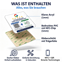 Carte NFC Google Review avec code QR allemand, plaque autocollante en acrylique pour demandes de commentaires clients, idéale pour restaurants et commerces de détail