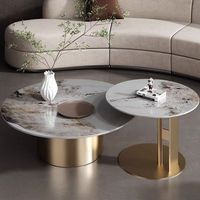 Ensemble de tables basses de luxe en pierre frittée, tables gigognes rondes modernes, mobilier de salon de designer italien