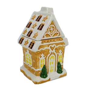 Nouveau pot à <span class=keywords><strong>biscuits</strong></span> de Noël en céramique 3D, pot à bonbons en céramique Le Village <span class=keywords><strong>du</strong></span> Père Noël, pot à <span class=keywords><strong>biscuits</strong></span> maison de pain d'épices peint à la main - Product Image 4