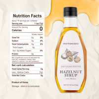 Sirop de noisette Monkshushu Allulose Enzyme Keto Coffee 530g Corée Sans OGM Sans gluten Végétalien Édulcorants Agents aromatisants 24 mois