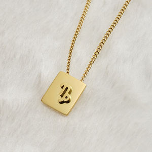 Lincy all'ingrosso moda PVD 18K oro 12 segno zodiacale 3D ciondolo quadrato in acciaio inox cubano collana a catena per le donne uomini gioielli - Product Image 5