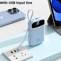 Top vente 20000mah Portable batterie externe Micro USB chargeur de téléphone portable type-c affichage LED Mini chargeur extérieur câbles intégrés
