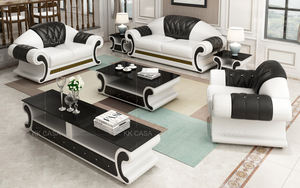 أريكة جلدية لغرفة المعيشة بسعر المصنع، طقم أرائك جلدية سوداء وحمراء كاملة مع مشابك قابلة للسحب، قطعة 123 قابلة للتركيب - Product Image 2