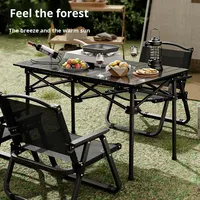 Table de camping pliable portable en métal, design moderne, structure en fer, forme carrée, 2 places, mobilier d'extérieur personnalisable, marque
