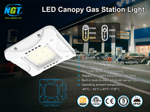 Lampes de canopée LED 100W, 150W/120W/90W, CCT réglable 4500K/5000K/5700K, 100-277VAC, IP65, ETL, lampes de canopée commerciales pour garage, atelier - Product Image 4