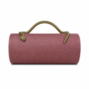 Sac à main cylindrique haut de gamme à motif serpent tissé, texture peau de serpent, idéal pour mariage et soirée - Product Image 1